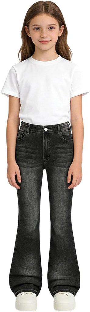 Girls Flare Jeans High Waist Bell Bottom Y2K Stretchy Denim Pants