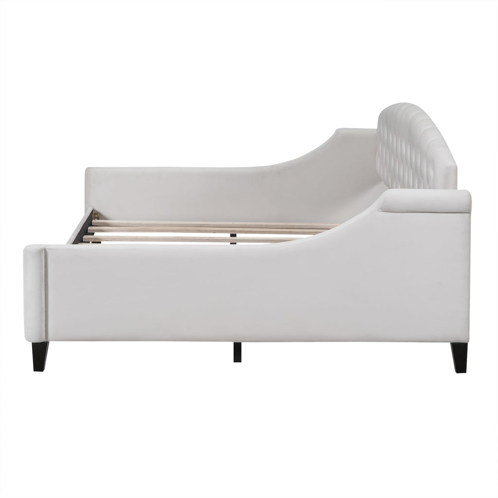Full Size Daybed, Modern Luxury Tufted Button Upholstered Full Sofa Bed Living Room, Beige