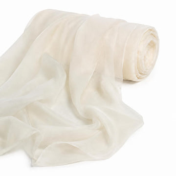 120" Wide (10ft Wide) x 5 Yards - Off-White/Ivory Sheer Voile Chiffon Fabric - NFPA 701 Tested Flame Resistant