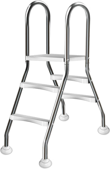 Above Ground Pool Ladder,34" Heavy Duty Luxury Pool Ladder with Platform,2-Steps,Swimming Frame Pool Ladder,304