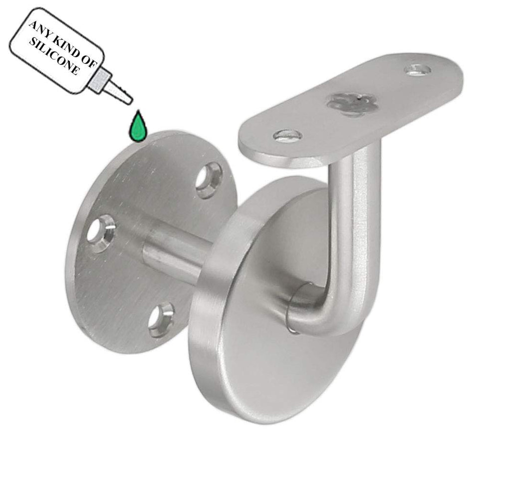 Stainless Steel Wall Mount Staircase Handrail Brackets w/Base Flange Cover for Flat Surface Square Top Railing, Satin