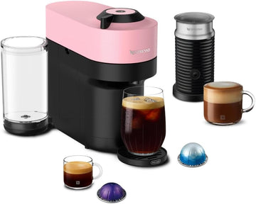 Vertuo Pop+ Coffee Machine with Milk Frother, Candy Pink | Coffee and espresso maker by with compact design.