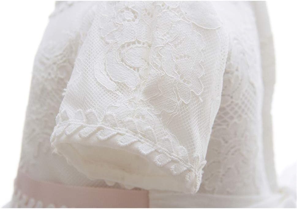 Baby Girls Embroidered Empire Waist Christening Gown Baptism Dress with Bonnet