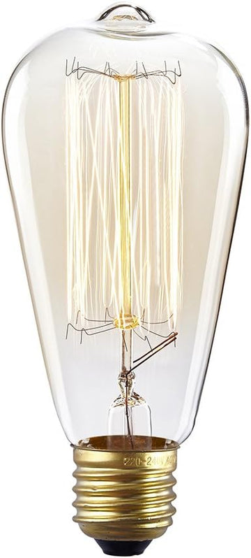 Vintage Edison Bulb Tungsten Wire - 110 Volts - Dimmable - 230 Lumens -2200K Warm Temperature Antique Light Bulb (60w)