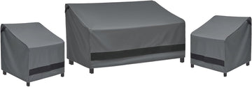 3-Piece Patio Furniture Chair Covers Set, Outdoor 600D Heavy-Duty Waterproof, Fits 3 Seater Sofa 79"x35"x33"& 2
