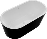 Chand 59 in. Acrylic Flatbottom Freestanding Bathtub in Black/White, FT-AZ098-59BK