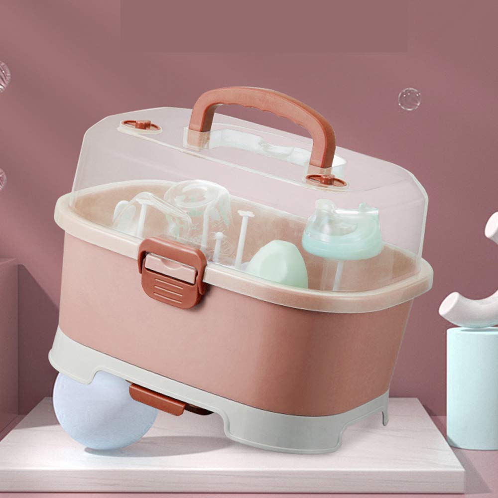 Baby Bottle Drying Rack Storage, Large Nursing Bottle Storage Box Organizer with Cover, Portable Kitchen Cabinet