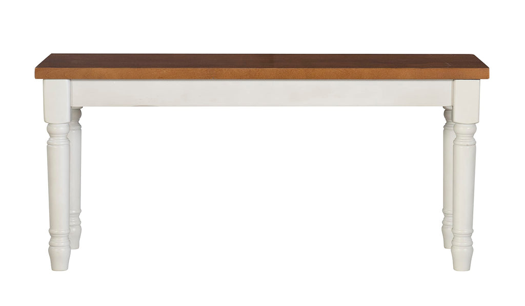 Willow White Backless Dining Bench with Honey Brown Wood Top