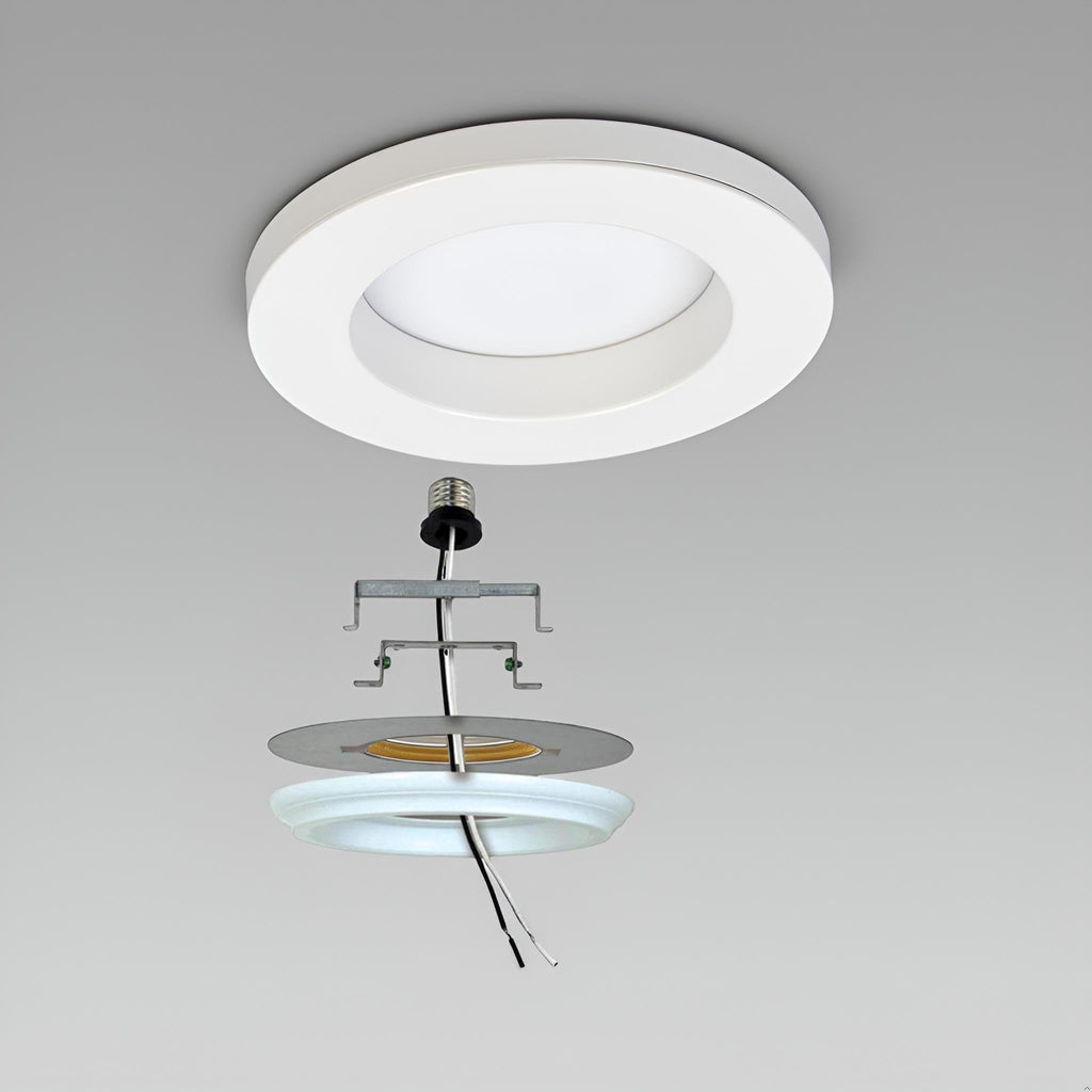 12, Recessed Lighting Converter Kit, 8" Diameter, White Plastic Medallion, Set of 2