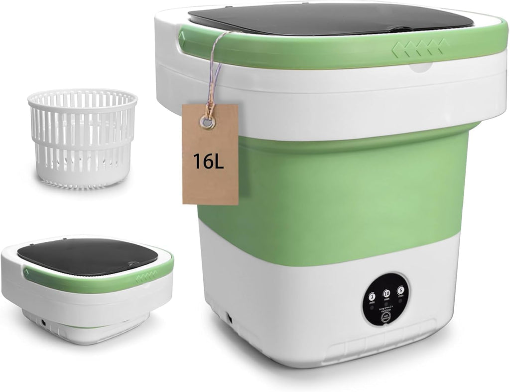 Portable Washing Machine, Mini 16L Upgraded with Spin Basket Laundry Machine, 3 Modes Deep Cleaning, Upgraded Small