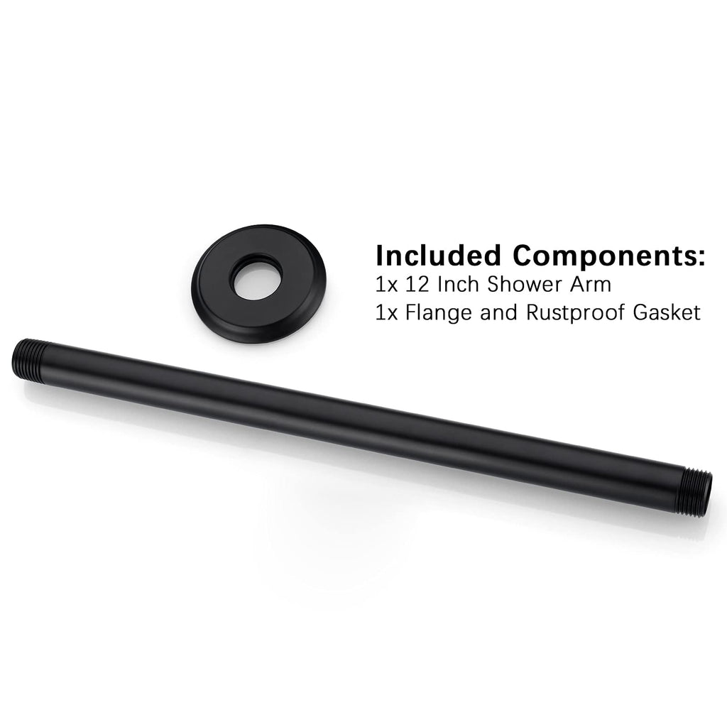 12 Inch Matte Black Ceiling Mounted Shower Arm for Rain Shower Head