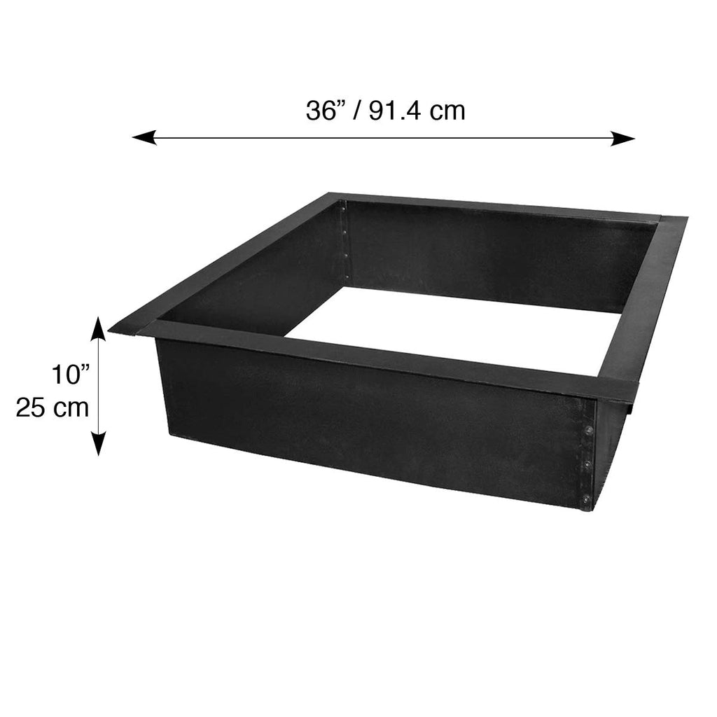 36" Square Shaped Outdoor Fire Ring, Compact Steel Fire Ring and Bonfire Liner, Black