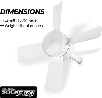 Breeze Socket Fan Light with Remote, Portable Small Ceiling Fans with Lights for Bedroom, Kitchen, Living Room, Ceiling Fan with Light 3500K, 1000 Lumens, Screws into E26/E27 A101-B0BXYY7Y2V