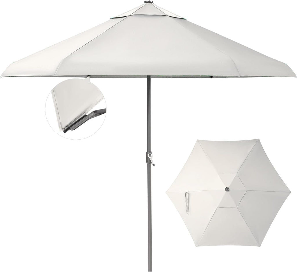 9 Ft Patio Umbrella with Auto-Tilt & Olefin Fabric