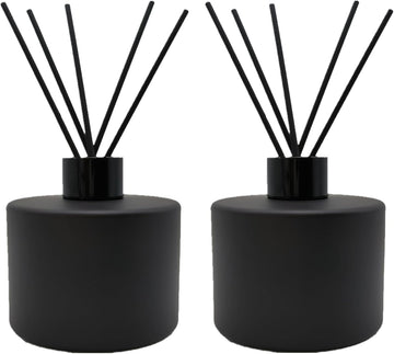 Glass Diffuser Bottles,200ml/6.7oz Essential Oil Jar,Empty Perfume Container with Black Aromatherapy Sticks Use - Set of 2