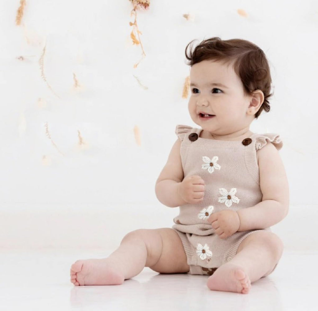 Girl Summer Sleeveless Knit Sweater Romper
