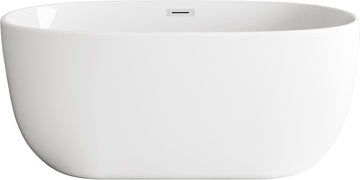Daphne 54 Inch Soaking Roll Top Bathtub, Modern Style, Glossy White
