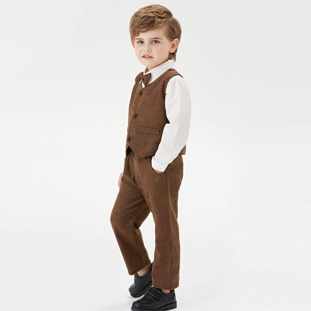 Boys Formal Suits Kids Classic Fit Dresswear Suit Vest Set Outfit