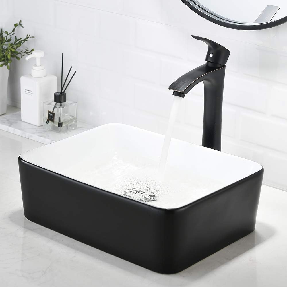 Rectangle Bathroom Sink with Faucet And Drain Combo-VASOYO 19x15 Inch Vessel Sink Above Counter Bathroom Vanity Sinks