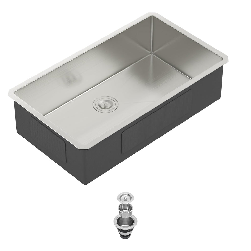 33 Inch Undermount Kitchen Sink - 33 x 19 Undermount Kitchen Sinks Stainless Steel 16 Gauge Single Bowl Under Mount