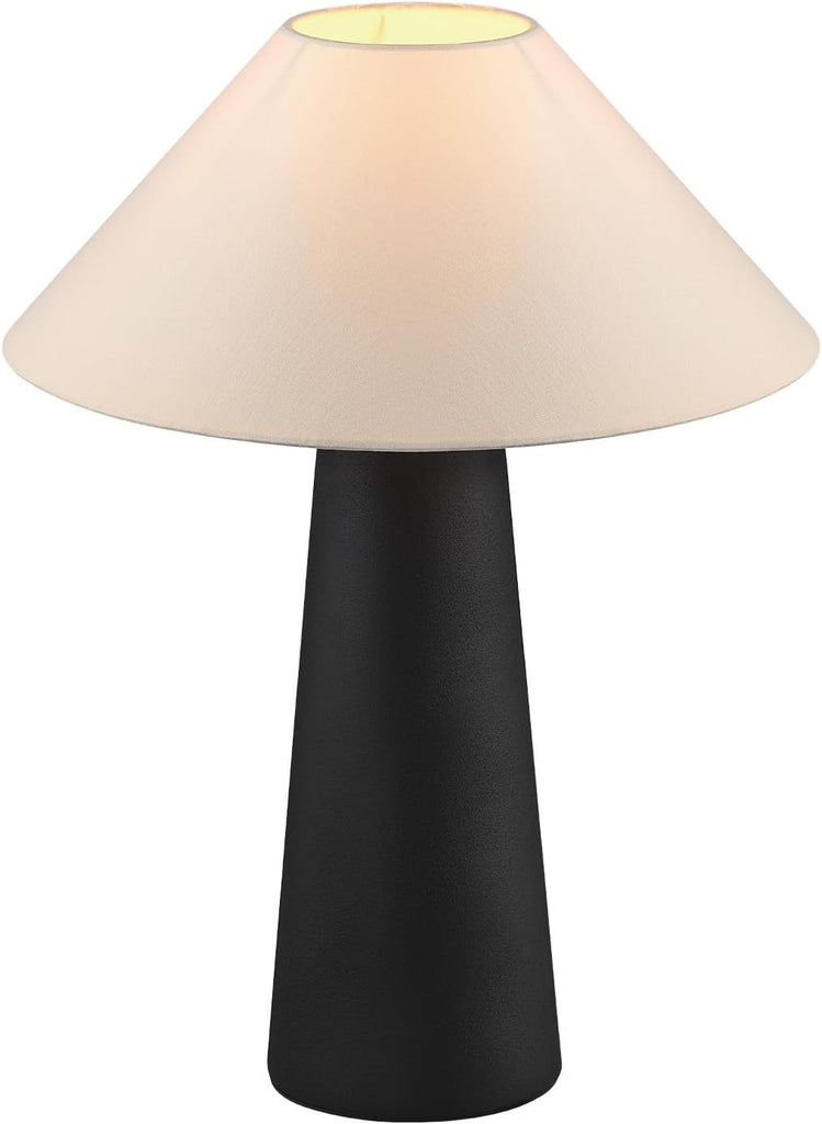 Novogratz x 18" Ceramic Table Lamp, Matte Black, Off-White Tapered Fabric Shade, in-Line Rocker Swit