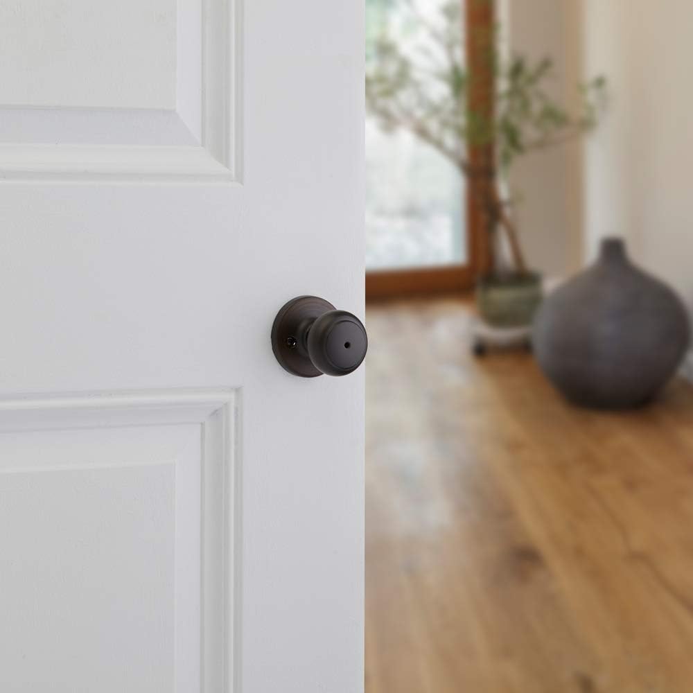 Cove Interior Privacy Door Knob with Lock, Door Handle , Venetian Bronze Keyless Turn Lock Doorknob (Pack of 4)