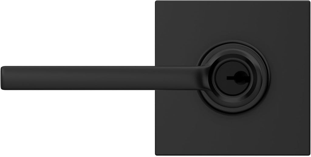 LAT 622 COL Latitude Door Lever with Collins Trim, Keyed Entry Lock, Matte Black