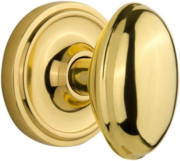 Classic Rosette with Homestead Door Knob, Single Dummy, Unlacquered Brass