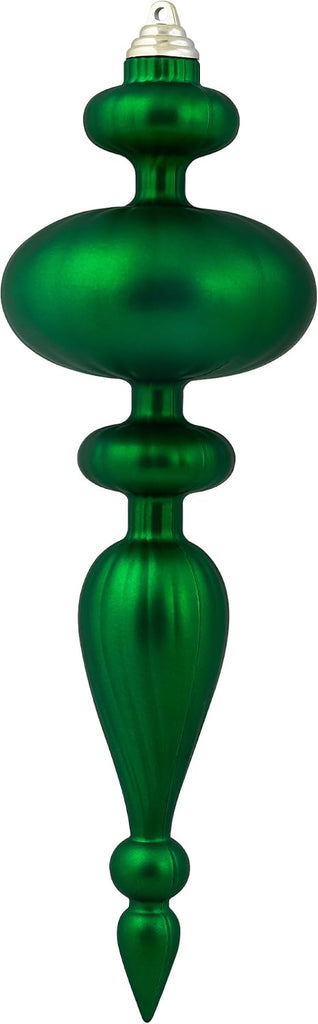 Shatterproof Commercial Size Finial Christmas Ornaments - 14" - Green - Set of 4