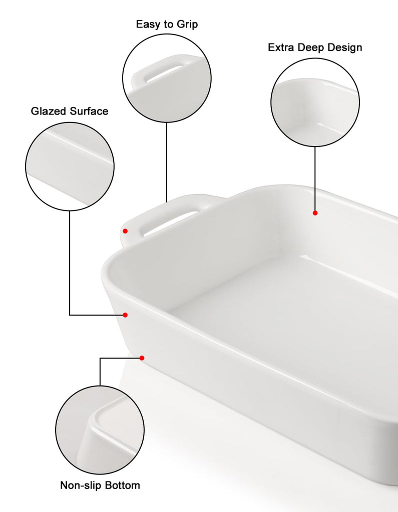 Ceramic Bakeware Set, 9x13 Rectangular Baking Dish for Cooking, Kitchen, Cake Dinner, Banquet and Daily Use