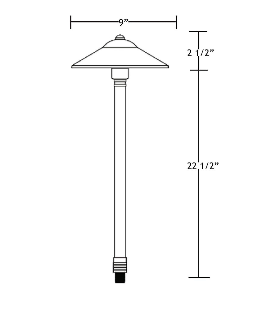 Max Spread 12V Solid Brass Path Light (25" Tall, 9" Shade), Bronze