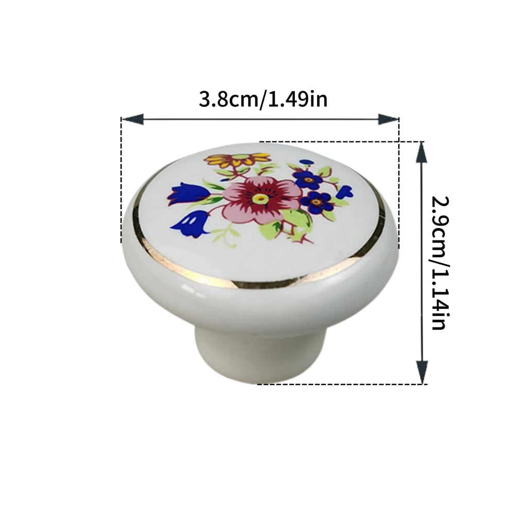 Ceramic Hand Painted Drawer Knobs, Vintage Flower Painted Cabinet Knobs and Pulls, Kitchen Furniture Knobs