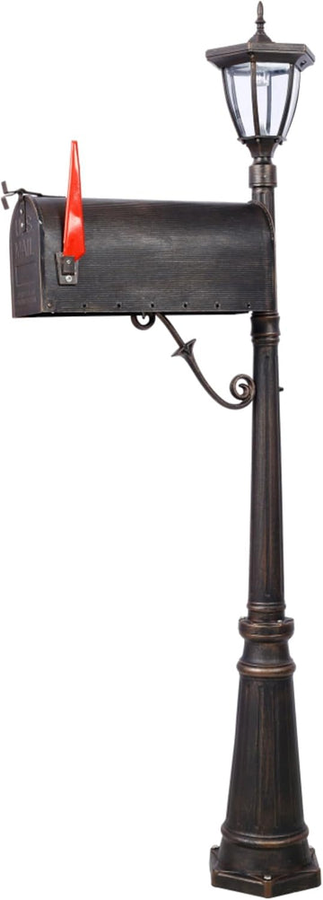 Mailbox with Post Lights,Mailbox/Post Light Combo Duty Cast Aluminum Post Mount Mailboxes Decorative(2in1)
