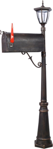 Mailbox with Post Lights,Mailbox/Post Light Combo Duty Cast Aluminum Post Mount Mailboxes Decorative(2in1)