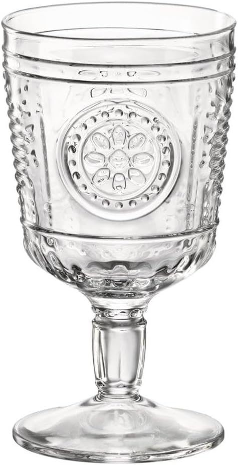 Romantic (Set Of 6) Stemware Glasses, 10.75 Oz. Clear Crystal Glass, Made In Italy.