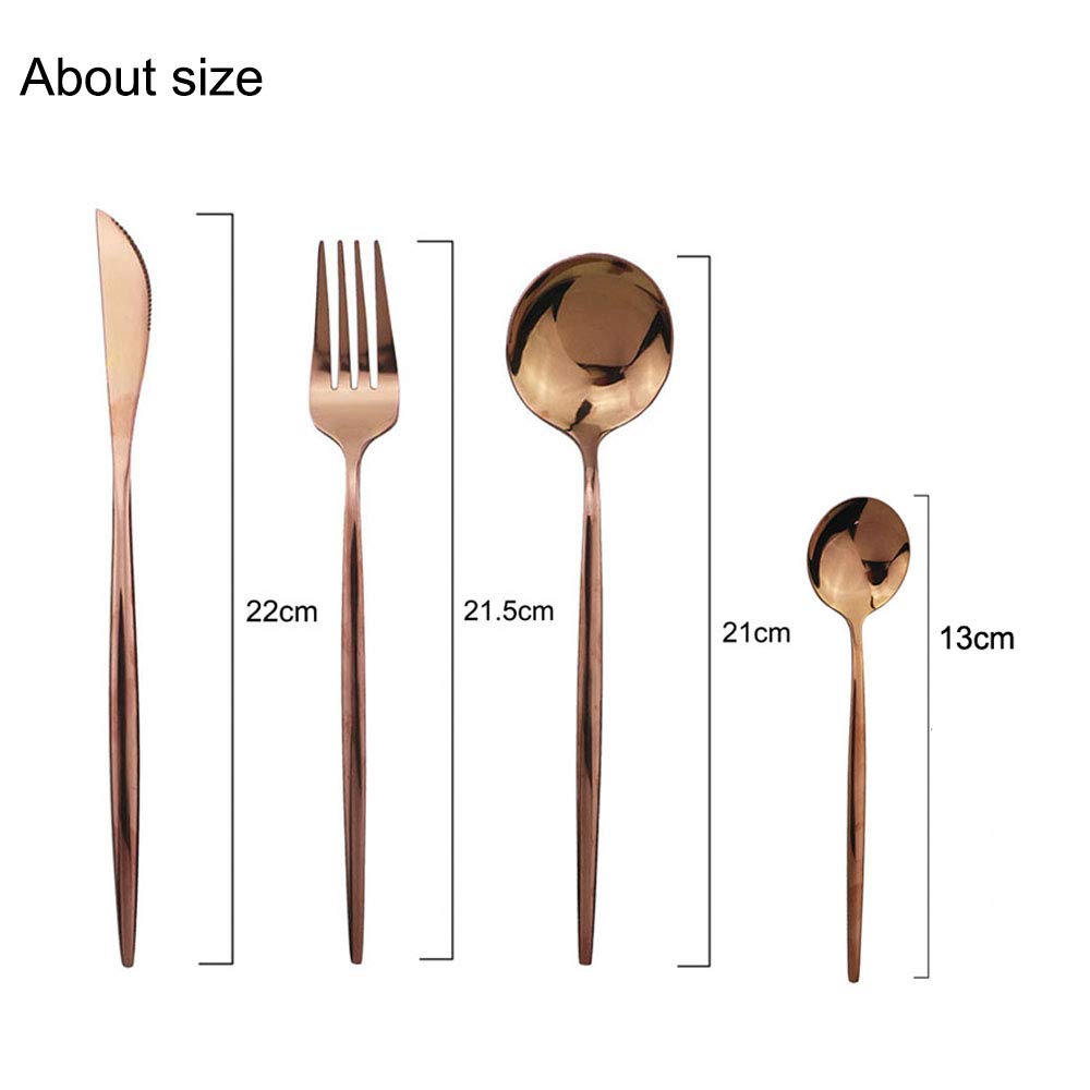 32 Pieces Stainless Steel Rose Cutlery Set Home Kitchen Silverware Set, Mirror Polished, Knife/Fork/Spoon, Modern