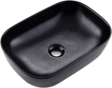 Black Vessel Sink Rectangle, 18"x13" Above Counter Porcelain Ceramic Bathroom Vessel Sink With Faucet and Drain Combo
