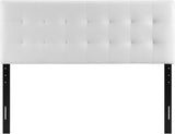 Lily Tufted Faux Leather Upholstered King Headboard in White