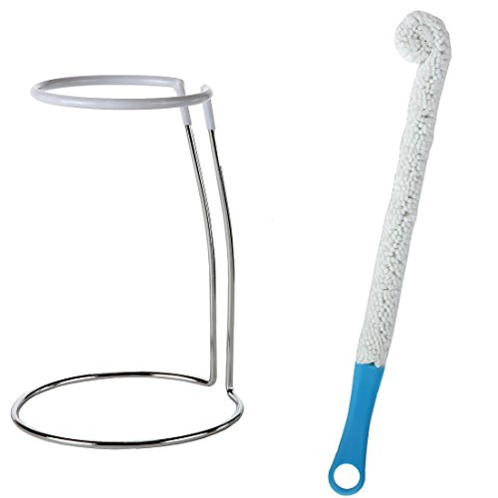 Wine Decanter Drying Stand with Rubber Coated Top to Prevent Scratches, Includes Cleaning Brush, For Standard Large