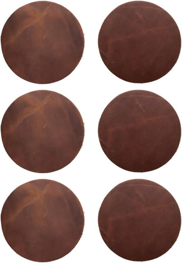 Real Natural Grain Leather Coasters - Durable Non-Slip Distressed Design for Table Protection in Home - Set of 6