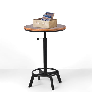 Farmhouse Bar Table 30-35.4inch Height Adjustable Rustic Bistro Pub Table Coffee House Vintage Cocktail Table Swivel