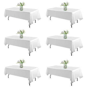 6 Pack White Table Cloth Rectangle 60X126 Inch Tablecloth Fit 8FT