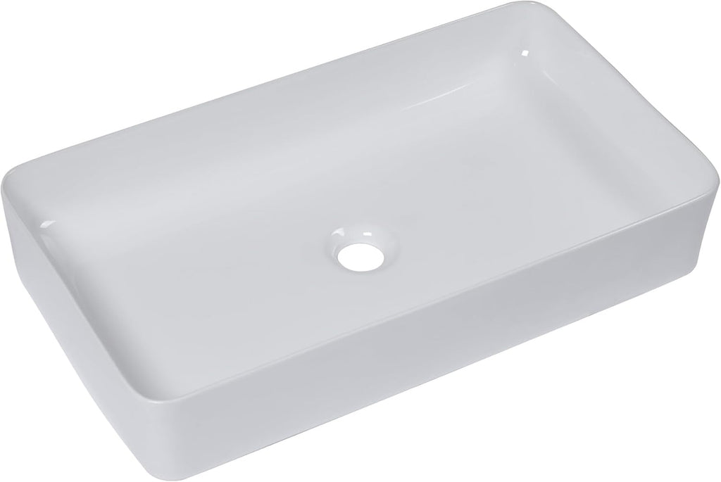 24" Bathroom Sink Dorp in 24x14 Large White Vessel Sink for Bathroom Porcelain Rectangule Ceramic Modern