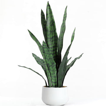 Artificial Plant 23.6" Fake Snake Plant Faux Plants Green Fake Succulent Potted Shelf Decor Desk Plant Home Office