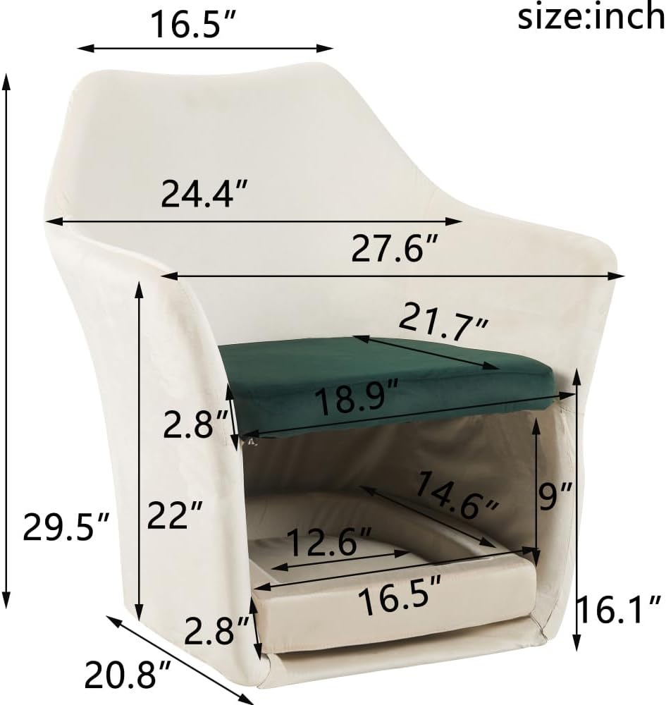 Furniture Style 2 in 1 Pet Friendly Mid Century Modern Accent Chair Soft Fabric Upholstered Leisure Armchair Bedroom