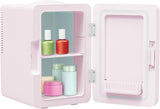 6L Mini Cooler Fridge with LED Makeup Mirror for Skincare & Cosmetic Storage Cooler & Warmer Removable Shelf Carrying