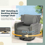 6-Piece Wicker Outdoor Patio Furniture Set - Conversation | Grey for Backyard, Garden & Porch