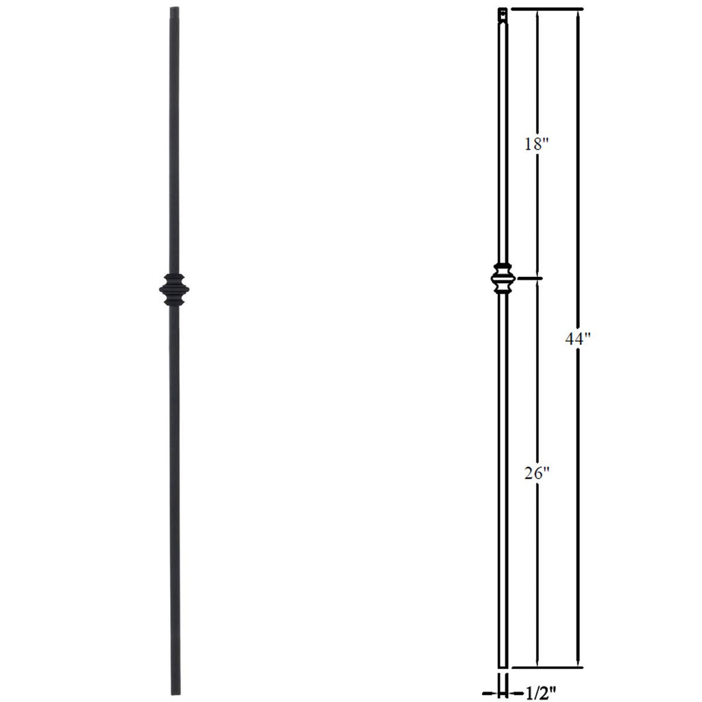 Stair Parts Single Knuckle Iron Balusters - Contractor Pack of 10, 1/2" x 44" Stair Spindles, Metal Wrought Iron