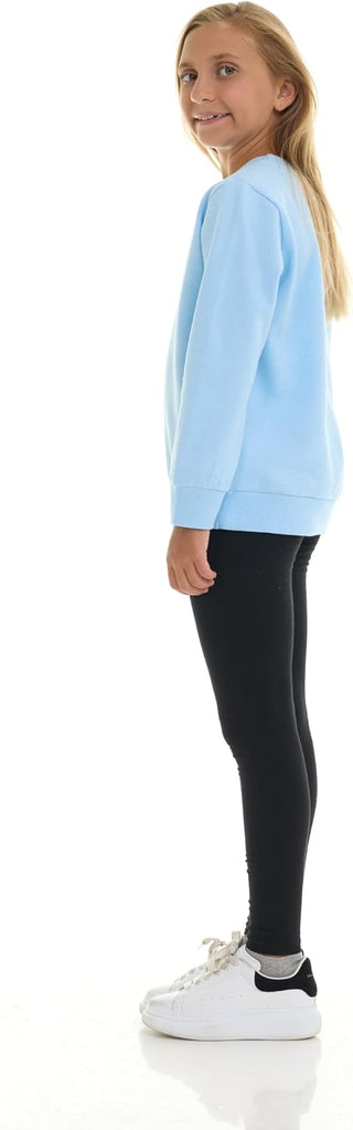 Pack Girls Fleece Crewneck Sweatshirts - Soft Cotton Blend Pullover Tops for School, Play, and Layering