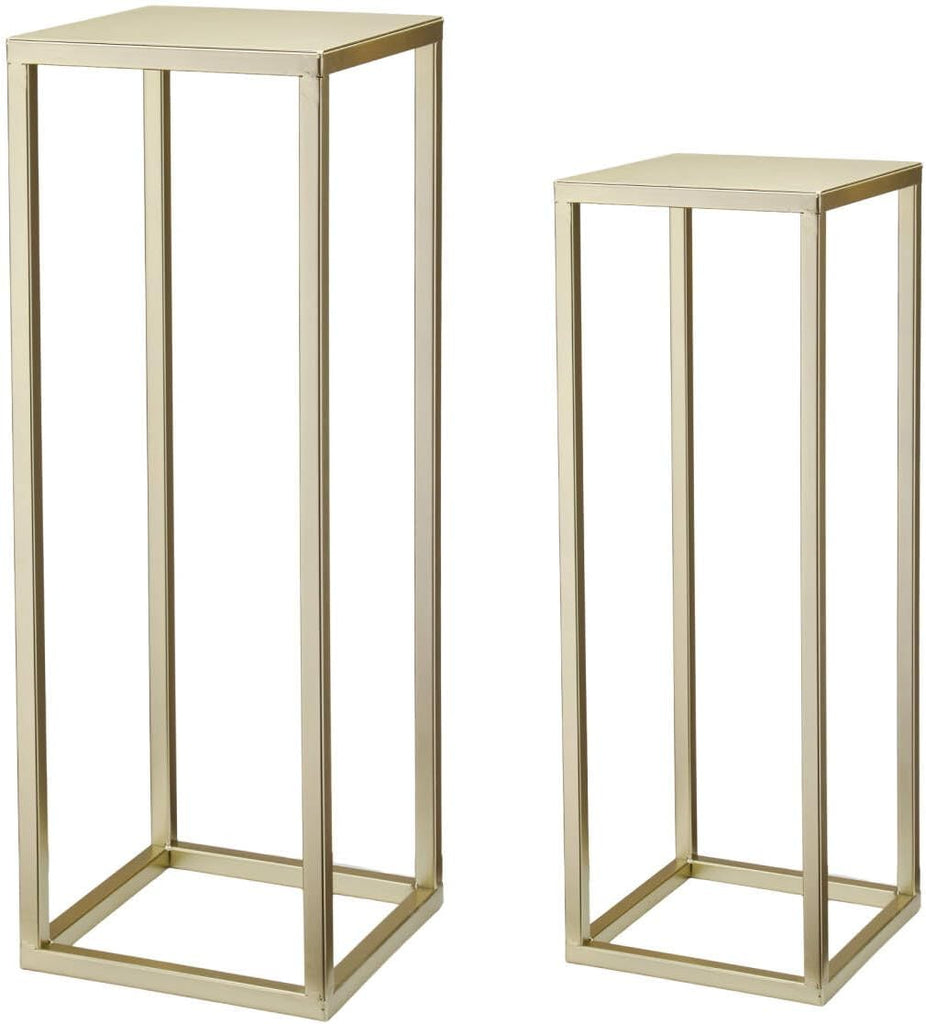 Gold Plant Stand Indoor Pack of 2, No Assembly Required Metal Pedestal Flower Stand, Upgraded 0.6" Heavy Duty Column